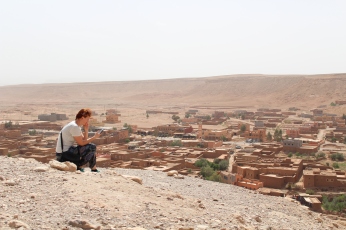 Emilie on the top of Ait Ben Haddou